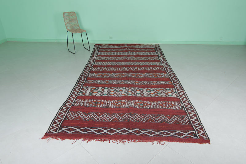 Bohemian Kilim Vintage Berber Rug 5.5 FT X 11.3 FT – Moroccan Handwoven