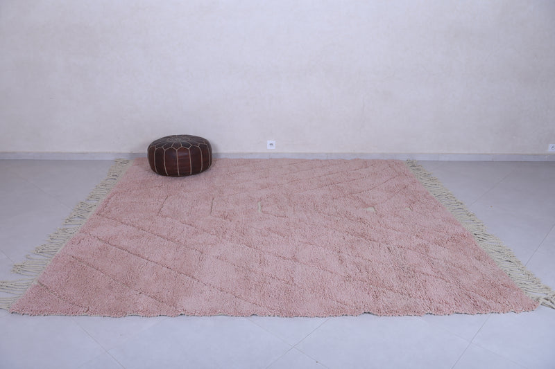 Moroccan Berber Rug - 8.3 x 9.1 Feet | Soft Pink Wool Carpet