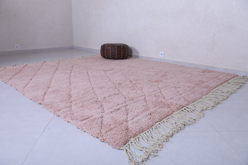 Moroccan Berber Rug - 8.3 x 9.1 Feet | Soft Pink Wool Carpet