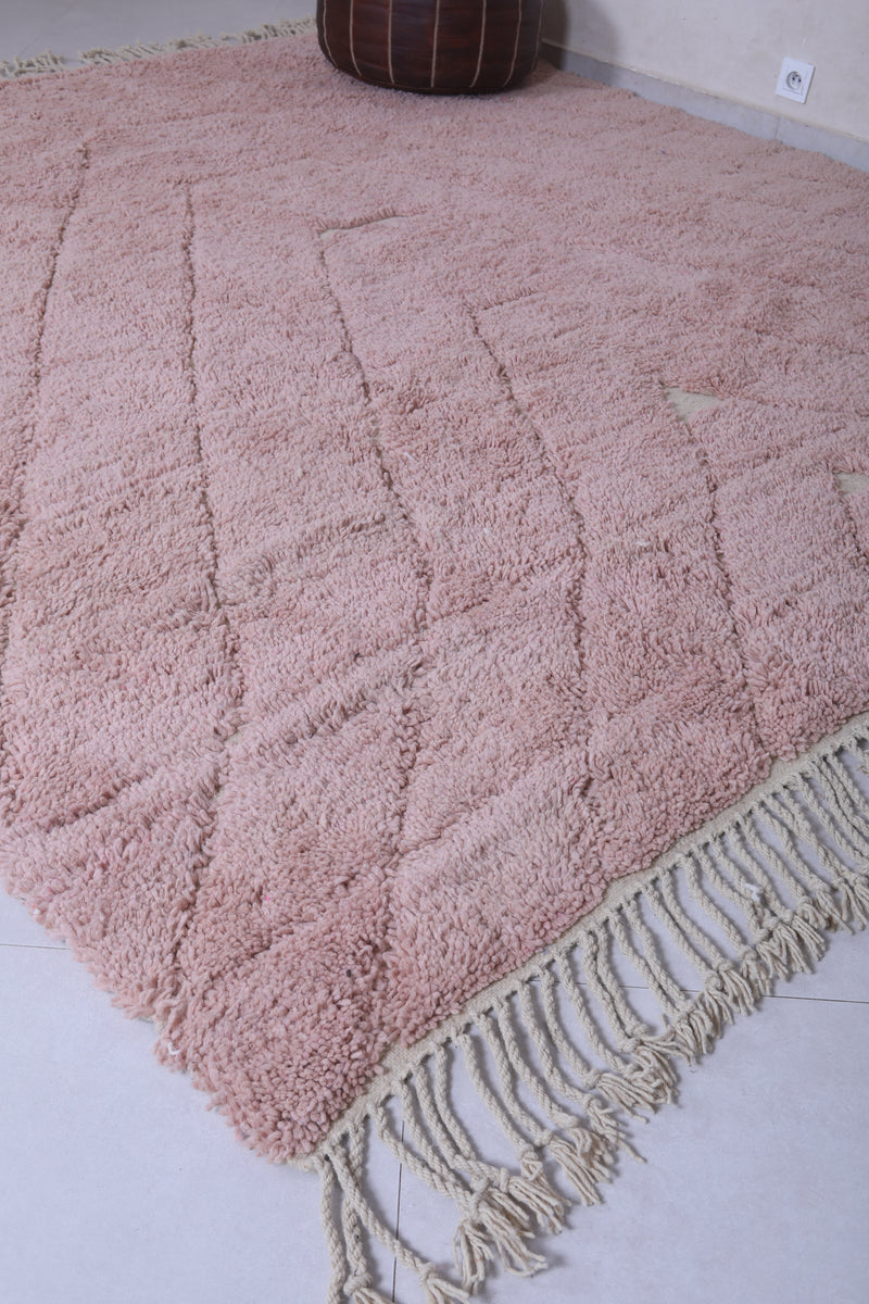 Moroccan Berber Rug - 8.3 x 9.1 Feet | Soft Pink Wool Carpet