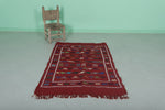 Red moroccan rug 3.2 X 4.8 Feet