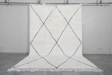 Elegant Moroccan Rug - 6.8 x 10 ft | White with Blue Diamond Pattern