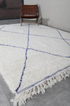 Elegant Moroccan Rug - 6.8 x 10 ft | White with Blue Diamond Pattern