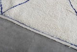 Elegant Moroccan Rug - 6.8 x 10 ft | White with Blue Diamond Pattern