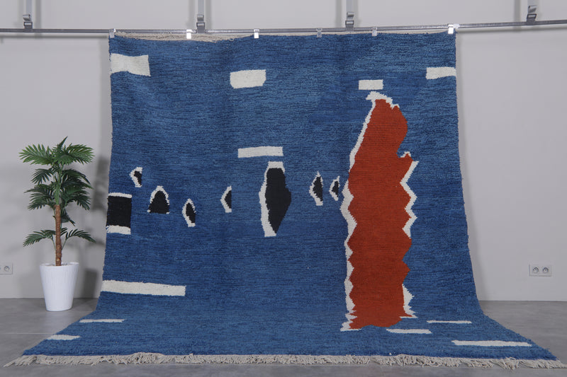 Blue Moroccan Rug – 8.5 x 10.4 ft | Handwoven Modern Artistry