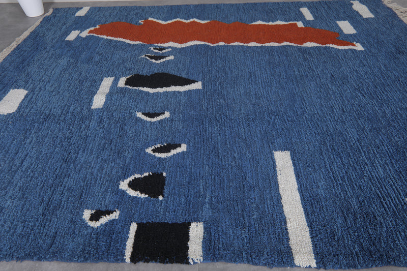 Blue Moroccan Rug – 8.5 x 10.4 ft | Handwoven Modern Artistry