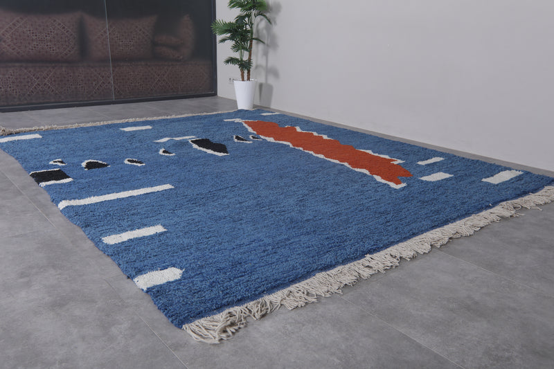 Blue Moroccan Rug – 8.5 x 10.4 ft | Handwoven Modern Artistry