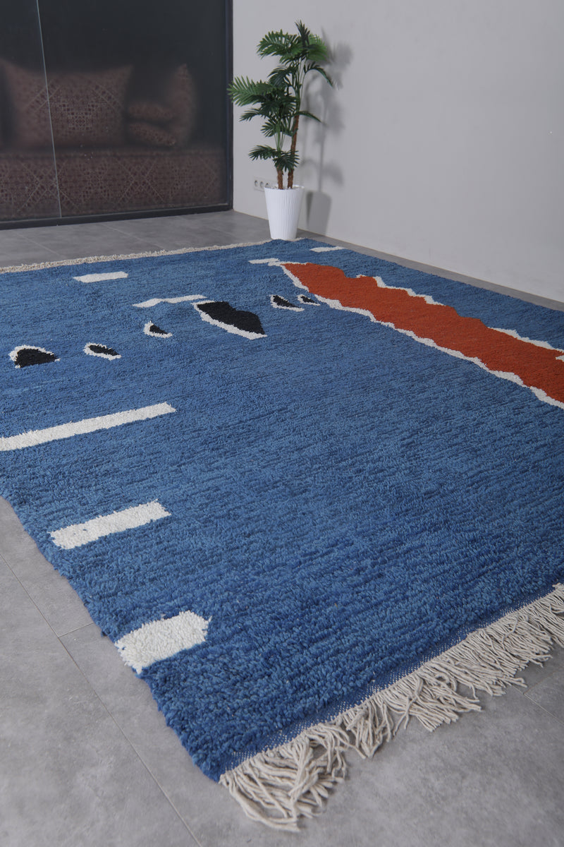 Blue Moroccan Rug – 8.5 x 10.4 ft | Handwoven Modern Artistry