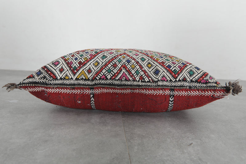 Vibrant Moroccan Pillow with Multicolor Diamond Patterns - 16.9 x 21.2 Inches - kilim pillow