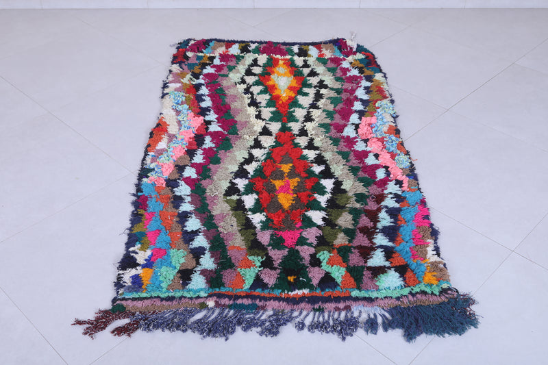 Vibrant Moroccan Berber Rug – 3.2 x 5.5 Feet – Multicolor Chevron Design