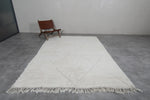 Elegant Moroccan Rug - 6.7 x 9.6 ft | White Diamond Pattern with Fringe