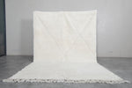 Elegant Moroccan Rug - 6.7 x 9.6 ft | White Diamond Pattern with Fringe