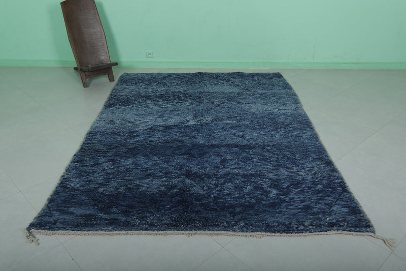 Blue Moroccan Rug - 6.1 x 8.2 ft | Handwoven Deep Elegance