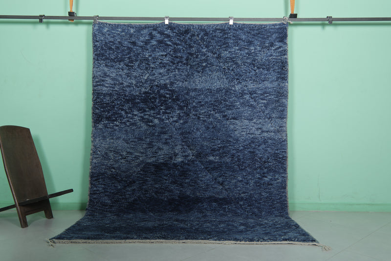 Blue Moroccan Rug - 6.1 x 8.2 ft | Handwoven Deep Elegance