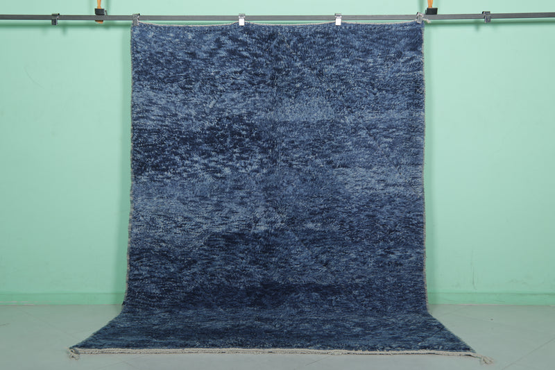 Blue Moroccan Rug - 6.1 x 8.2 ft | Handwoven Deep Elegance