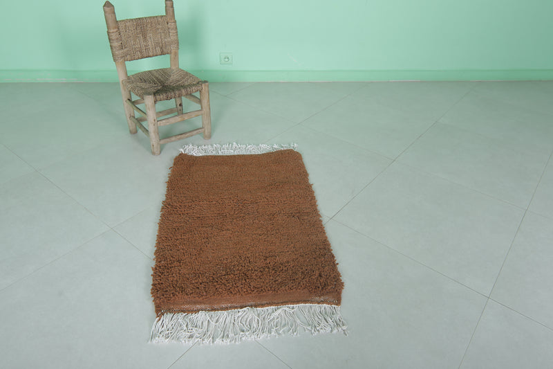 Moroccan Beni Ourain Rug - Handwoven 2 x 3 Feet | Luxurious Brown Wool