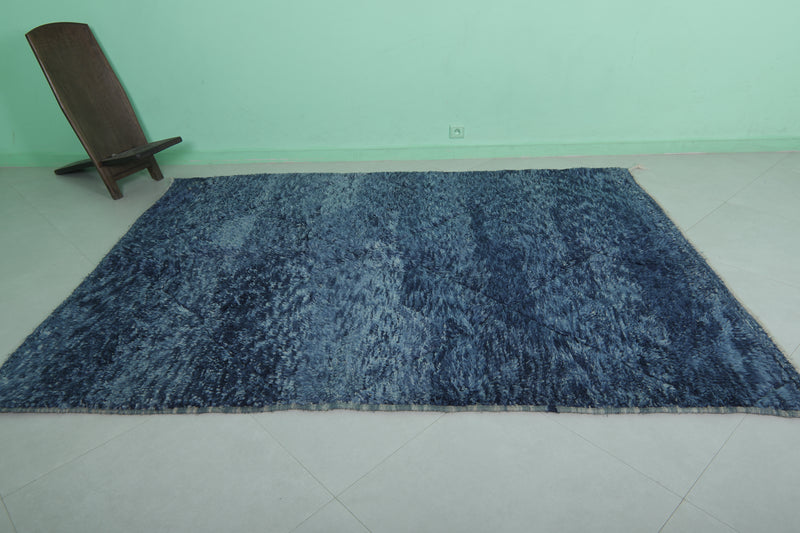 Blue Moroccan Rug - 6.1 x 8.2 ft | Handwoven Deep Elegance