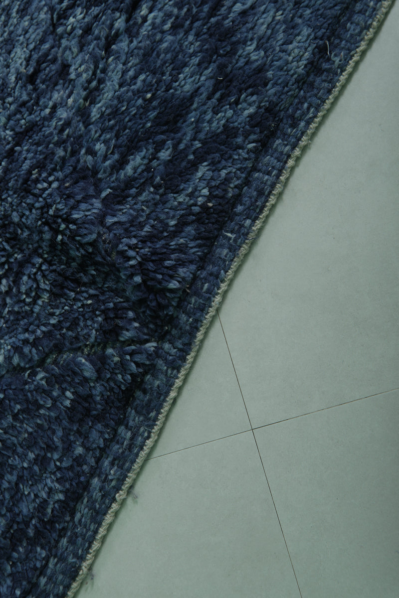 Blue Moroccan Rug - 6.1 x 8.2 ft | Handwoven Deep Elegance