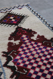 Vintage moroccan berber rug 3.6 X 9.2 Feet