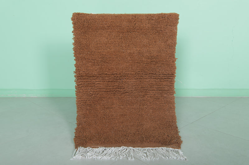 Moroccan Beni Ourain Rug - Handwoven 2 x 3 Feet | Luxurious Brown Wool