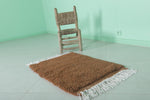 Moroccan Beni Ourain Rug - Handwoven 2 x 3 Feet | Luxurious Brown Wool