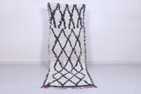 Moroccan Berber Rug – 2.5 x 8.1 Feet – Minimalist Black and White Diamond Design