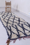 Moroccan Berber Rug – 2.5 x 8.1 Feet – Minimalist Black and White Diamond Design