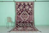 Moroccan Purple Rug with Floral Motifs - 5.7 x 11.2 Feet