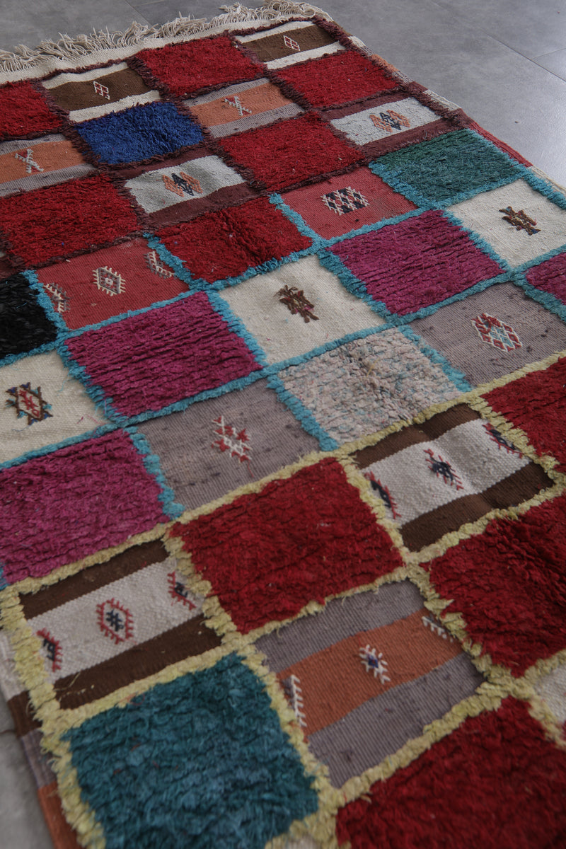 Colorful Berber Rug – 3.4 x 5.9 ft | Vibrant Patchwork Design