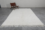 Elegant Moroccan Rug - 6.5 x 9.5 ft | White Diamond Pattern with Fringe