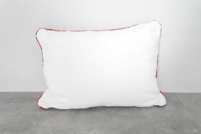 Bold Red Moroccan Pillow with Black and White Diamond Patterns - 15.7 x 22 Inches - kilim pillow