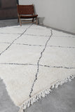 Classic Moroccan Rug - 7 x 9.5 ft | White with Black Diamond Pattern