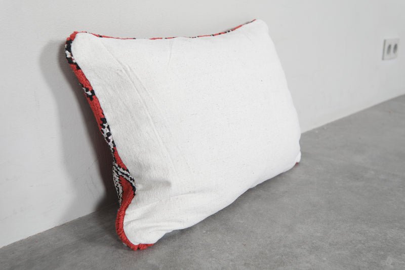 Bold Red Moroccan Pillow with Black and White Diamond Patterns - 15.7 x 22 Inches - kilim pillow