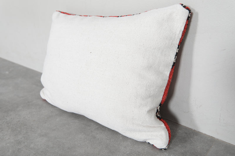 Bold Red Moroccan Pillow with Black and White Diamond Patterns - 15.7 x 22 Inches - kilim pillow