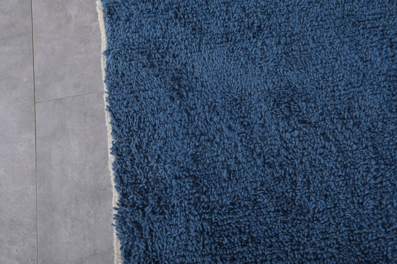 Large Moroccan Rug - 8.2 x 10.4 ft | Deep Blue Shag with Fringe