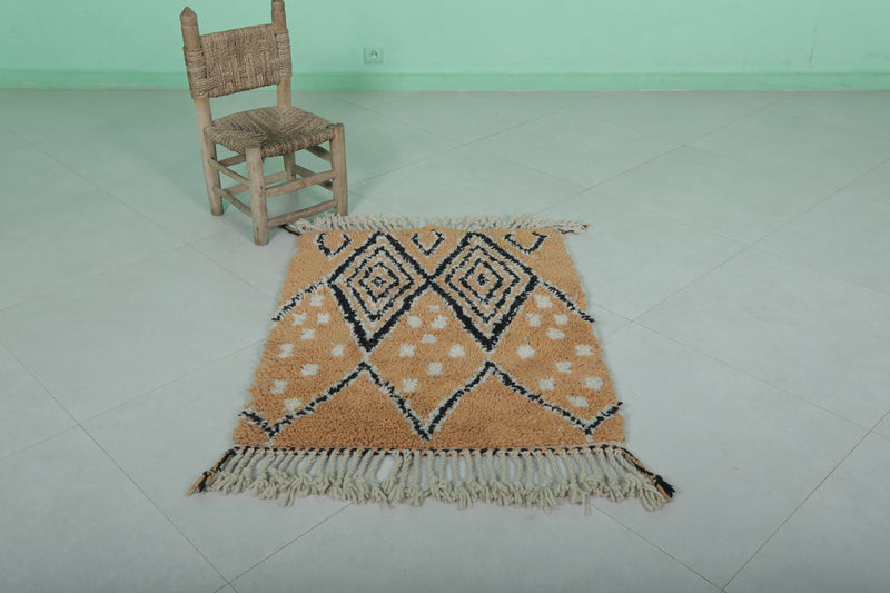 Small Moroccan Rug - 2.6 X 3.3 Feet | Beige with Geometric Design