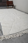 Elegant Moroccan Rug - 6.2 x 10.4 ft | White Diamond Pattern with Gray Border