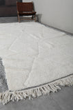 Elegant Moroccan Rug - 6.2 x 10.4 ft | White Diamond Pattern with Gray Border