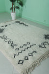 Moroccan Rug - 5 x 7 ft | White with Black Geometric Patterns