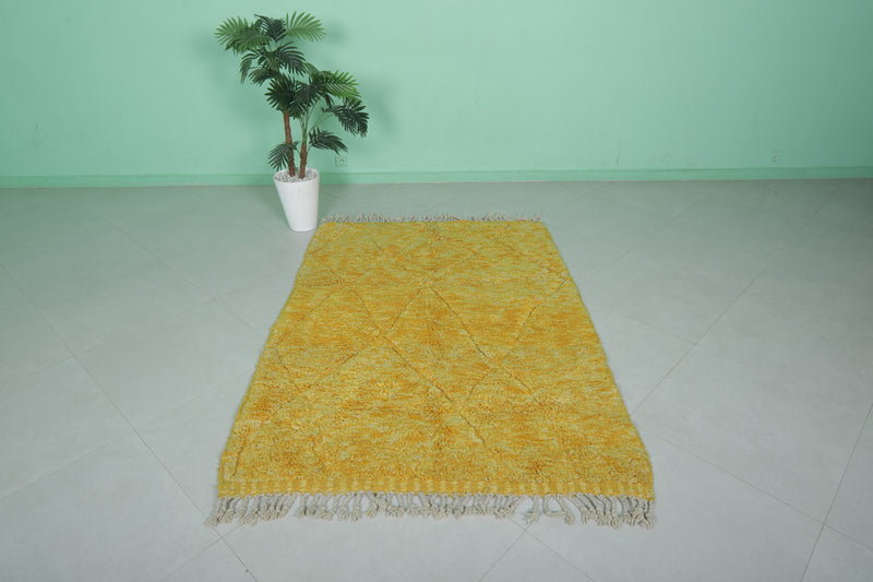 Yellow Moroccan Rug - 4.3 x 6.4 ft | Vibrant Handmade Decor