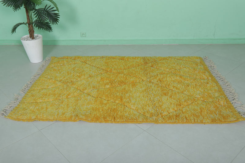 Yellow Moroccan Rug - 4.3 x 6.4 ft | Vibrant Handmade Decor