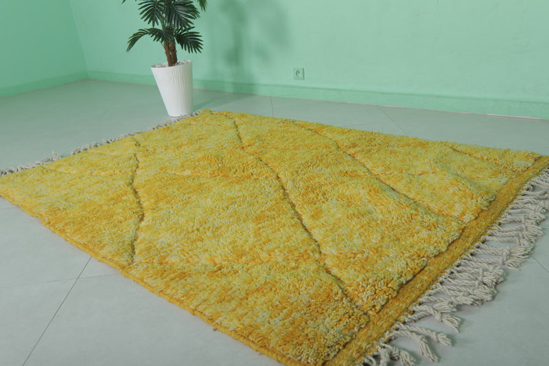 Yellow Moroccan Rug - 4.3 x 6.4 ft | Vibrant Handmade Decor