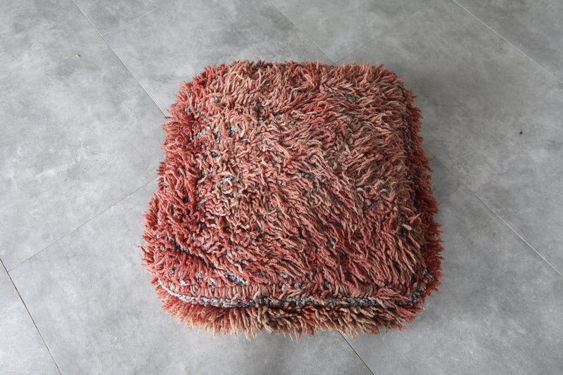 Vintage Moroccan Boujaad Pouf  - Handwoven Wool Floor Cushion