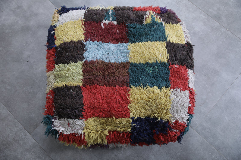 Moroccan berber vintage ottoman pouf - kilim pouf