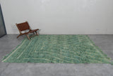 Unique Green Moroccan Rug - 7.3 x 8.8 ft | Geometric Pattern with Fringe