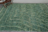 Unique Green Moroccan Rug - 7.3 x 8.8 ft | Geometric Pattern with Fringe