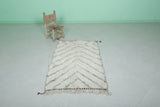 White Moroccan Rug - 3 x 4.9 ft | Handwoven Minimalist Design