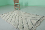 White Moroccan Rug - 3 x 4.9 ft | Handwoven Minimalist Design