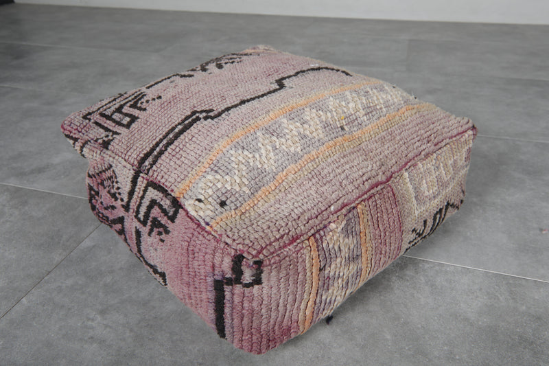 Vintage Moroccan Floor Pouf - Handmade Wool Cushion