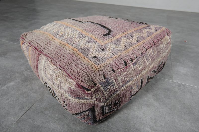 Vintage Moroccan Floor Pouf - Handmade Wool Cushion